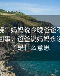 悬念揭晓：妈妈说今晚爸爸不回家到底怎么回事，爸爸说妈妈永远不回来了是什么意思
