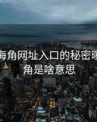 震惊！海角网址入口的秘密曝光，海角是啥意思